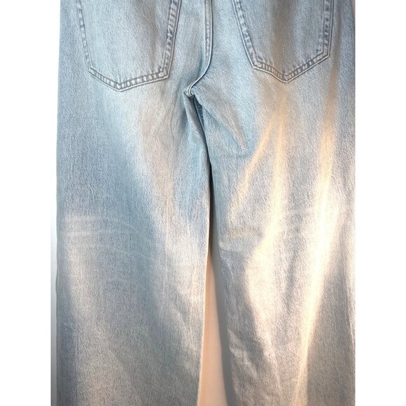 ZARA Womens Size 6 Light Wash Wide Leg Jeans Distressed Hem Denim Casual - Picture 9 of 14